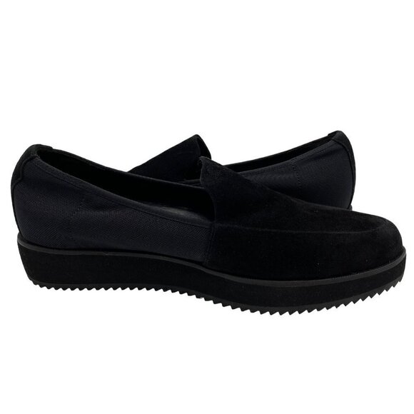 Eileen Fisher Dell Platform Loafer Black Suede Stretch Slip-On Women Sz 8.5 - Picture 6 of 11